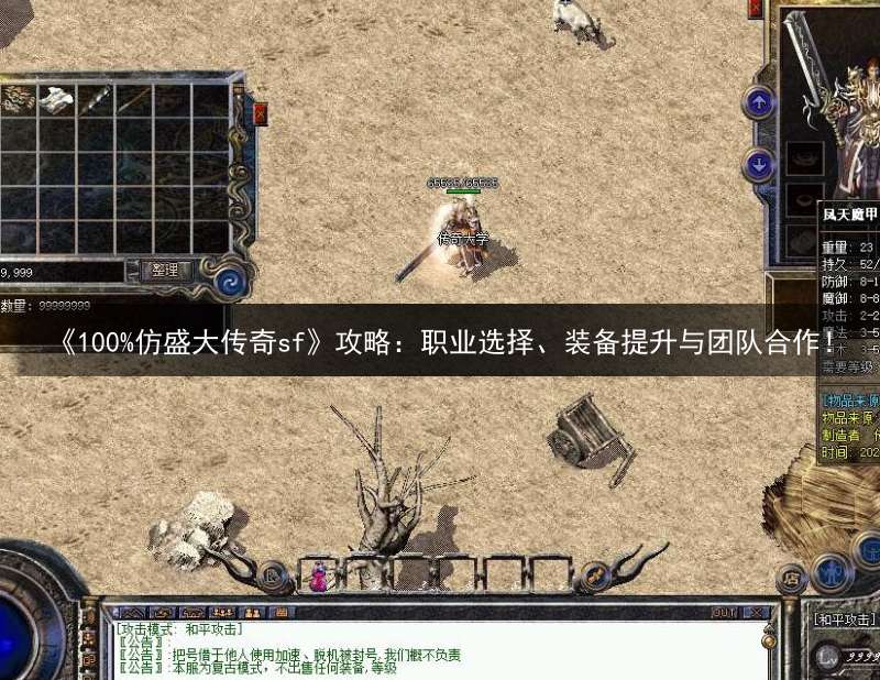 《100%仿盛大传奇sf》攻略：职业选择、装备提升与团队合作！